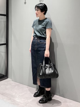 「HIROKO HAYASHI（ヒロコハヤシ）のPANIER（パニエ） ハンドバッグ（ハンドバッグ、ブラック系）」を使った、mc_hhさん（レディース・156cm）の夏コーディネート