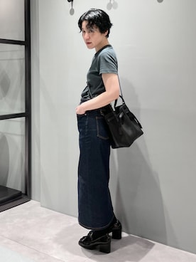 「HIROKO HAYASHI（ヒロコハヤシ）のPANIER（パニエ）2wayショルダーバッグ（ショルダーバッグ、ブラック系）」を使った、mc_hhさん（レディース・156cm）の夏コーディネート