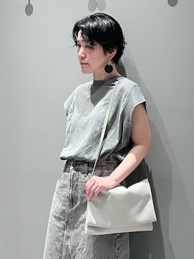 「HIROKO HAYASHI（ヒロコハヤシ）のMAMELI（マメリ）ショルダーバッグ（ショルダーバッグ、ホワイト系）」を使った、mc_hhさん（レディース・156cm）の夏コーディネート