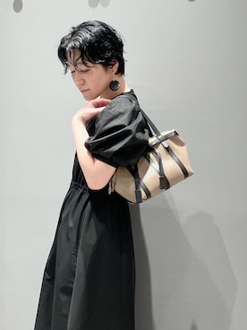 「HIROKO HAYASHI（ヒロコハヤシ）のPANIER（パニエ）ボストンバッグ（ボストンバッグ、ホワイト系）」を使った、mc_hhさん（レディース・156cm）の夏コーディネート