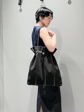 「HIROKO HAYASHI（ヒロコハヤシ）のPOLARIS（ポラリス）トートバッグ（トートバッグ、ブラック系）」を使った、mc_hhさん（レディース・156cm）の夏コーディネート