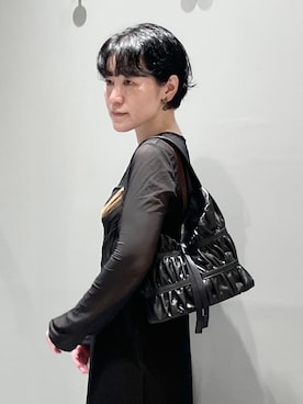 「HIROKO HAYASHI（ヒロコハヤシ）のCRESPA（クレスパ）ワンショルダーバッグ（トートバッグ、ブラック系）」を使った、mc_hhさん（レディース・156cm）の秋コーディネート