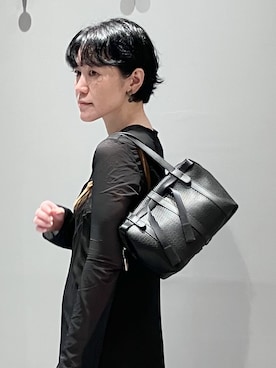 「HIROKO HAYASHI（ヒロコハヤシ）のPANIER（パニエ）ボストンバッグ（ボストンバッグ、ブラック系）」を使った、mc_hhさん（レディース・156cm）の秋コーディネート