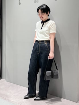 「HIROKO HAYASHI（ヒロコハヤシ）のPRATICO（プラティコ）ハンドバッグ（ハンドバッグ、グレー系）」を使った、mc_hhさん（レディース・156cm）の夏コーディネート