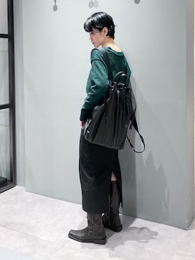 「HIROKO HAYASHI（ヒロコハヤシ）のFINE（フィーネ）2way ナップサック（バックパック/リュック、ブラック系）」を使った、mc_hhさん（レディース・156cm）の秋コーディネート