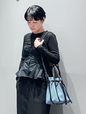 「HIROKO HAYASHI（ヒロコハヤシ）のPANIER（パニエ）2wayショルダーバッグ（ショルダーバッグ、ブルー系）」を使った、mc_hhさん（レディース・156cm）の秋コーディネート