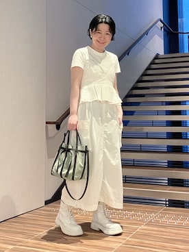 「HIROKO HAYASHI（ヒロコハヤシ）のPANIER CAMOSCIO（パニエ カモッショ）2wayショルダーバッグ（ショルダーバッグ、グレー系）」を使った、mc_hhさん（レディース・156cm）の春コーディネート