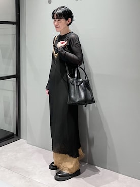 「HIROKO HAYASHI（ヒロコハヤシ）のPANIER（パニエ）2wayショルダーバッグ（ショルダーバッグ、ブラック系）」を使った、mc_hhさん（レディース・156cm）の秋コーディネート