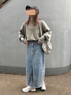 「しまむら（シマムラ）のアイテム（デニムスカート）」を使った、pisa.さん（レディース・158cm）の冬コーディネート