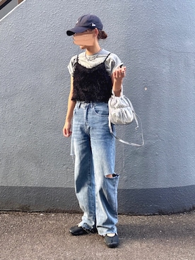 「NEW ERA（ニューエラ）の【SHIPS別注】NEWERA:MINI LOGO（キャップ）」を使った、pisa.さん（レディース・158cm）の夏コーディネート