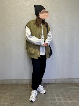 「ラフコーデ」｜「アイテム（MA-1）」を使った、pisa.さん（レディース・158cm）の冬コーディネート
