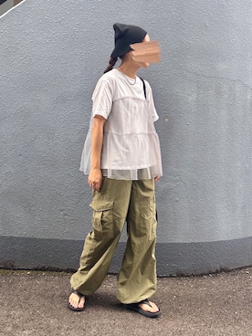 「アイテム（カーゴパンツ）」を使った、pisa.さん（レディース・158cm）の夏コーディネート