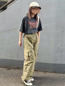 「アイテム（カーゴパンツ）」を使った、pisa.さん（レディース・158cm）の秋コーディネート