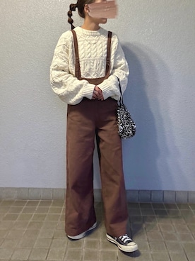 「andme（アンドミー）のアイテム（オールインワン・サロペット）」を使った、pisa.さん（レディース・158cm）の冬コーディネート