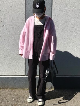 「Honeys（ハニーズ）のアイテム（オールインワン・サロペット）」を使った、pisa.さん（レディース・158cm）の春コーディネート