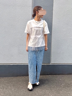 「しまむら（シマムラ）のアイテム（デニムスカート）」を使った、pisa.さん（レディース・158cm）の夏コーディネート