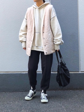 「リバーシブル」｜「アイテム（スウェットパンツ）」を使った、pisa.さん（レディース・158cm）の秋コーディネート