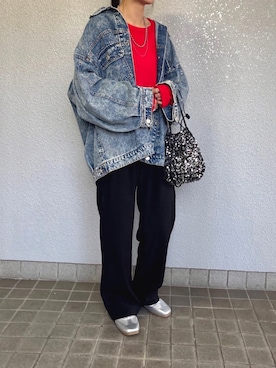 「アイテム（デニムジャケット）」を使った、pisa.さん（レディース・158cm）の秋コーディネート