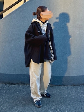 「moment+（モーメントプラス）のアイテム（ジャケット/アウター）」を使った、pisa.さん（レディース・158cm）の冬コーディネート