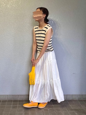 「アイテム（その他シューズ、オレンジ系）」を使った、pisa.さん（レディース・158cm）の夏コーディネート