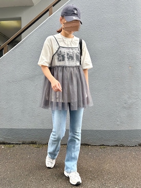 「NEW ERA（ニューエラ）の【SHIPS別注】NEWERA:MINI LOGO（キャップ）」を使った、pisa.さん（レディース・158cm）の夏コーディネート
