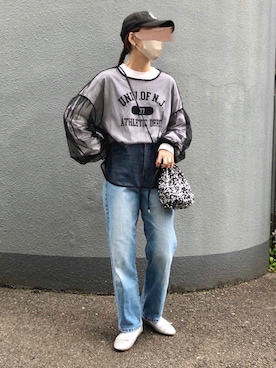 「シルバーシューズ」｜「アイテム（キャップ）」を使った、pisa.さん（レディース・158cm）の春コーディネート