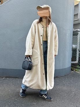 「リバーシブル」｜「アイテム（スニーカー）」を使った、pisa.さん（レディース・158cm）の冬コーディネート