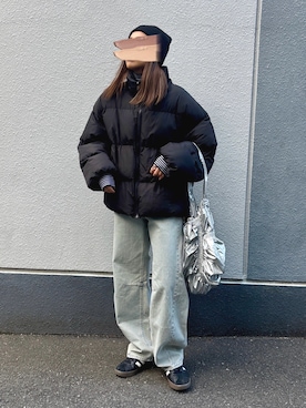 「moment+（モーメントプラス）のアイテム（ジャケット/アウター）」を使った、pisa.さん（レディース・158cm）の冬コーディネート