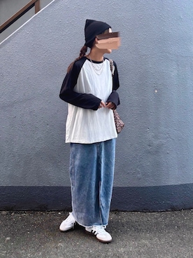 「アイテム（デニムスカート）」を使った、pisa.さん（レディース・158cm）の秋コーディネート
