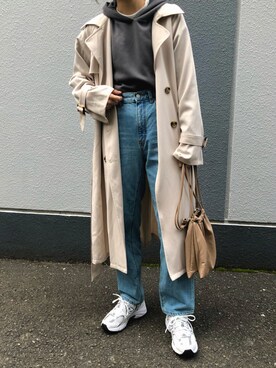 「GRL（グレイル）のアイテム（トレンチコート）」を使った、pisa.さん（レディース・158cm）の春コーディネート