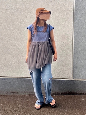 「アイテム（ニット/セーター）」を使った、pisa.さん（レディース・158cm）の夏コーディネート