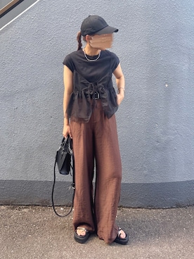 「アイテム（スラックス）」を使った、pisa.さん（レディース・158cm）の夏コーディネート
