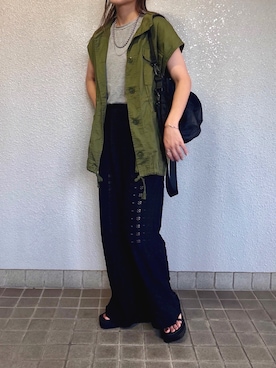 「GRL（グレイル）のアイテム（サンダル）」を使った、pisa.さん（レディース・158cm）の夏コーディネート