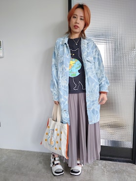 「ネコ」｜「アイテム（ジャケット/アウター）」を使った、Kay.Jさん（レディース・160cm）の春コーディネート