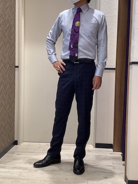 「アイテム（ネクタイ、パープル系）」を使った、BRICK HOUSE by Tokyo Shirts 稲沢リーフウォーク店さん（メンズ・175cm）の秋コーディネート