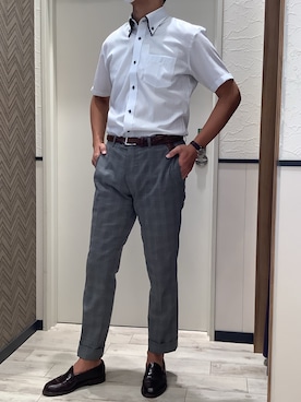 「アイテム（ビジネスシャツ）」を使った、BRICK HOUSE by Tokyo Shirts 稲沢リーフウォーク店さん（メンズ・184cm）の夏コーディネート