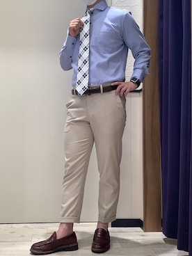 「TOKYO SHIRTS（トウキョウシャツ）のアイテム（ベルト）」を使った、BRICK HOUSE by Tokyo Shirts 稲沢リーフウォーク店さん（メンズ・170cm）の夏コーディネート