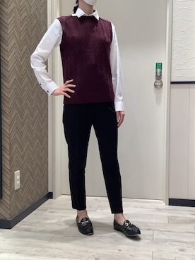 「アイテム（ベスト、パープル系）」を使った、BRICK HOUSE by Tokyo Shirts 稲沢リーフウォーク店さん（レディース・165cm）の秋コーディネート