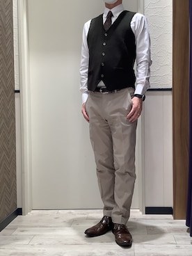 「ブラウンニット」｜BRICK HOUSE by Tokyo Shirts 稲沢リーフウォーク店さん（メンズ・176cm）の秋コーディネート