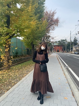 「LILY BROWN（リリーブラウン）のアイテム（ブーツ）」を使った、a8m6iさん（レディース・160cm）の秋コーディネート