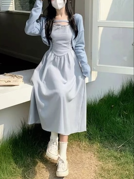 「韓国好きな人と繋がりたい」｜「アイテム（ワンピース/ドレス）」を使った、contentoas　コンアスさん（レディース・158cm）の秋コーディネート