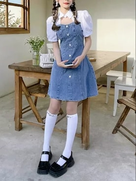 「韓国好きな人と繋がりたい」｜「アイテム（ワンピース/ドレス）」を使った、contentoas　コンアスさん（レディース・158cm）の春コーディネート