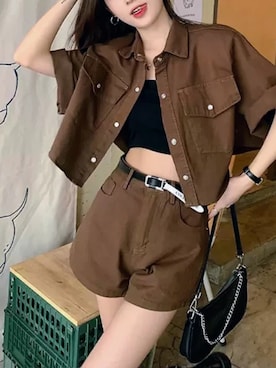 「韓国好きな人と繋がりたい」｜「アイテム（デニムジャケット）」を使った、contentoas　コンアスさん（レディース・158cm）の夏コーディネート