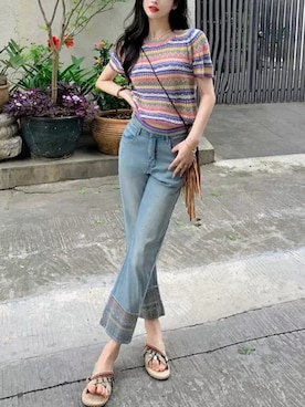 「アンクルパンツ」｜「アイテム（その他）」を使った、contentoas　コンアスさん（レディース・164cm）の春コーディネート