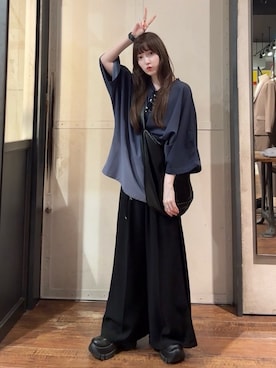 「tk.TAKEO KIKUCHI（ティーケータケオキクチ）のアイテム（バッグ）」を使った、MIKAさん（レディース・154cm）の夏コーディネート
