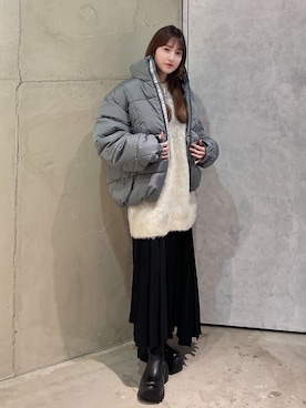 「tk.TAKEO KIKUCHI（ティーケータケオキクチ）のアイテム（ブルゾン）」を使った、MIKAさん（レディース・154cm）の冬コーディネート