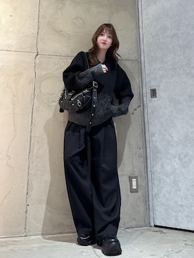 「オールブラックコーデ」｜MIKAさん（レディース・154cm）の秋コーディネート