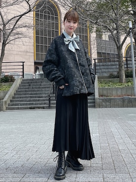 「tk.TAKEO KIKUCHI（ティーケータケオキクチ）のアイテム（ブルゾン）」を使った、MIKAさん（レディース・154cm）の冬コーディネート