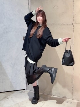 「tk.TAKEO KIKUCHI（ティーケータケオキクチ）のアイテム（バッグ）」を使った、MIKAさん（レディース・154cm）の秋コーディネート