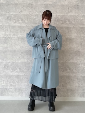 「tk.TAKEO KIKUCHI（ティーケータケオキクチ）のアイテム（トレンチコート）」を使った、MIKAさん（レディース・154cm）の秋コーディネート